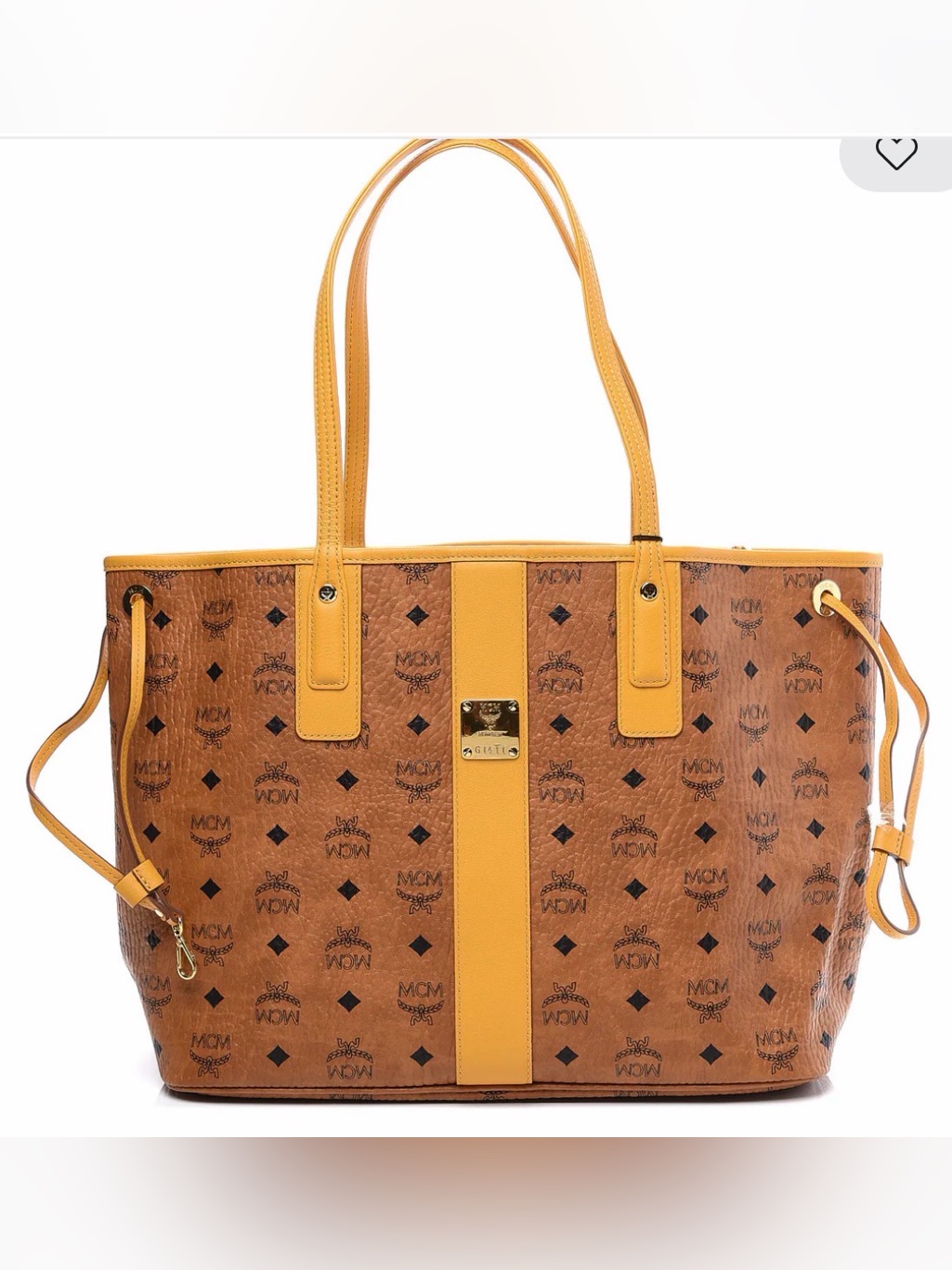 Mcm Visetos Medium Liz Reversible Shopper Tote Cognac Yellow